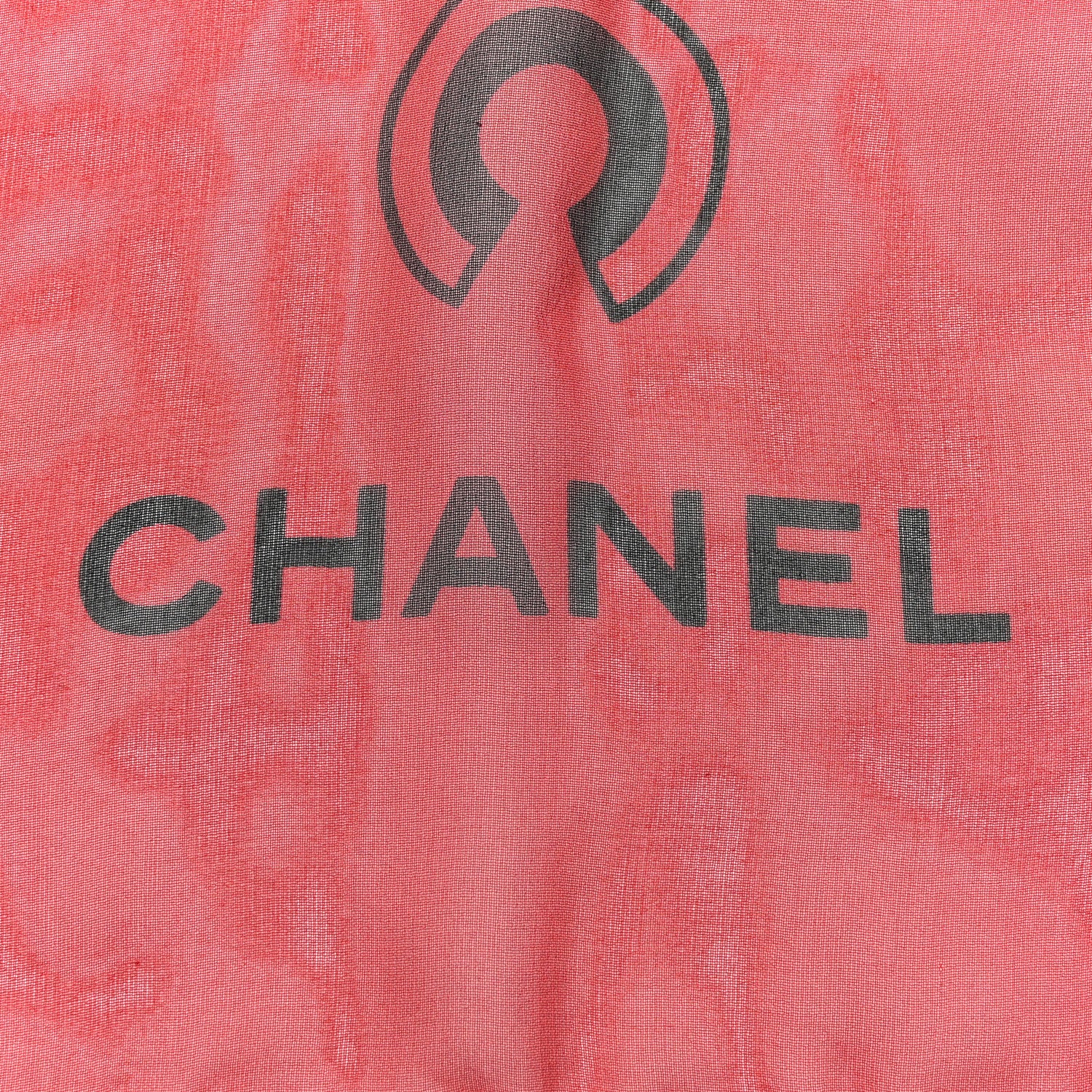 Chanel Silk Chiffon CC Scarf Red Black 3 of 7