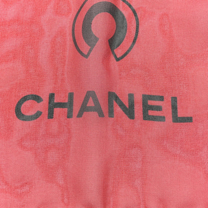 Chanel Silk Chiffon CC Scarf Red Black 3 of 7