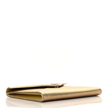 Chanel Metallic Lambskin Embossed Envelope Clutch Gold 4 of 8