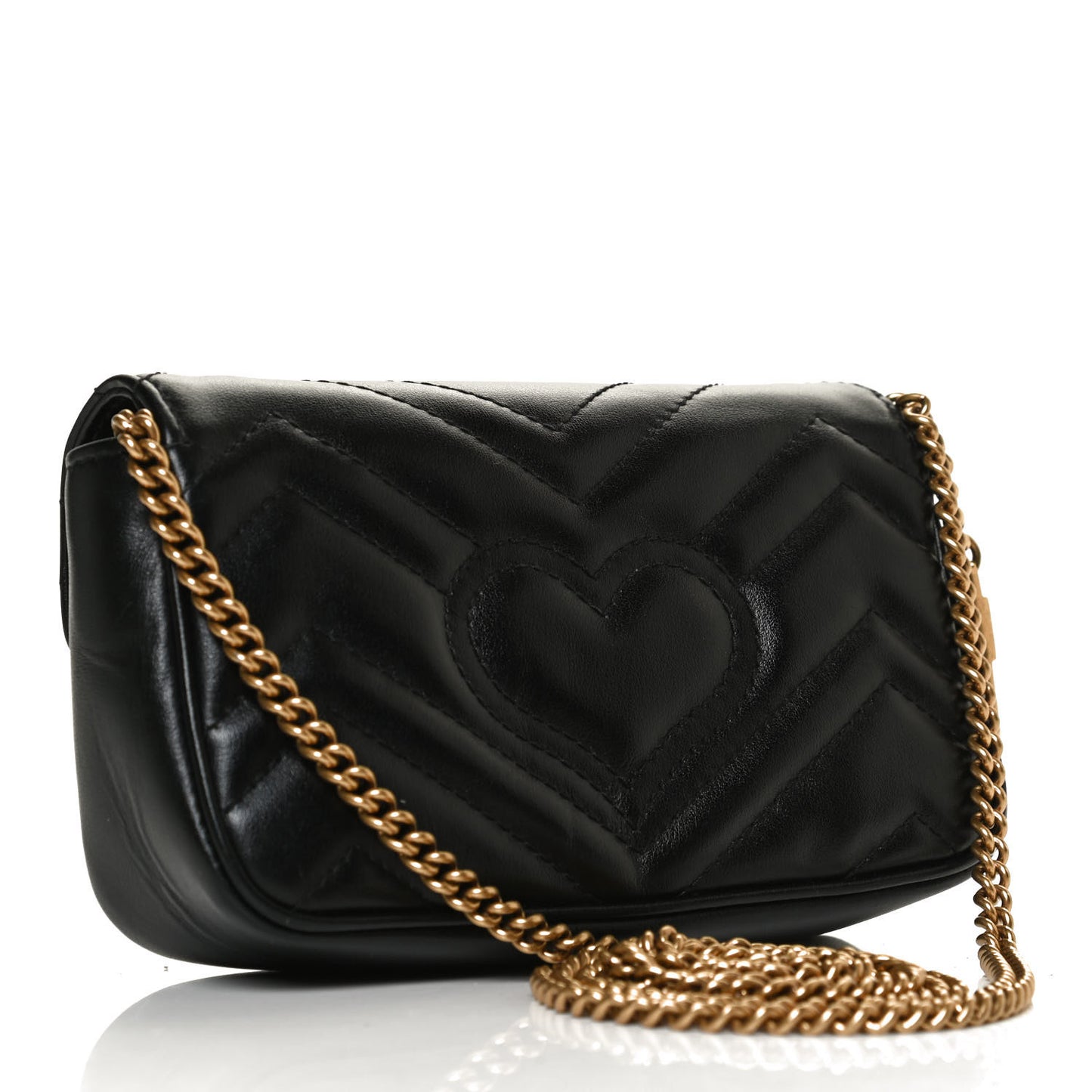 Calfskin Matelasse Super Mini GG Marmont Shoulder Bag Black