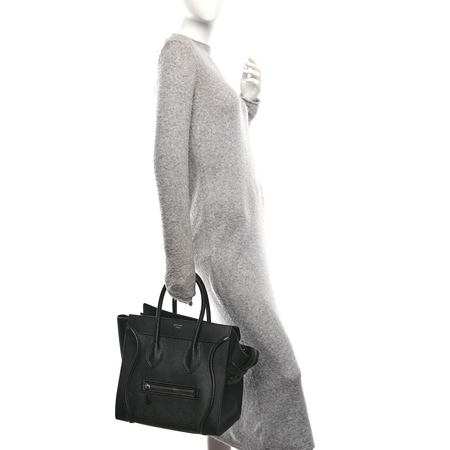 Celine Drummed Calfskin Mini Luggage Black 2 of 10