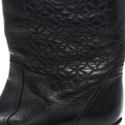 Chanel Calfskin Embroidered Western Cowboy Boots 39 Black 10 of 10