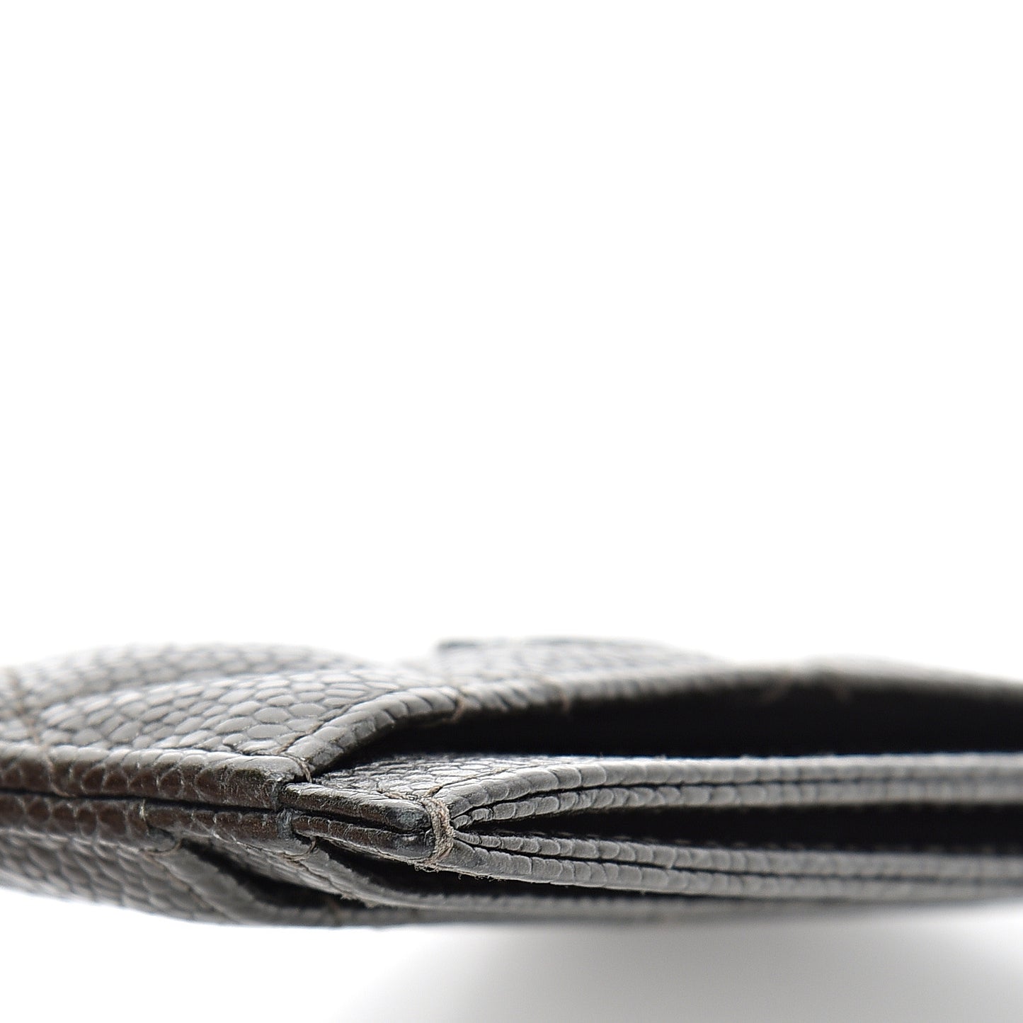 Caviar Quilted Card Holder Dark Charcoal