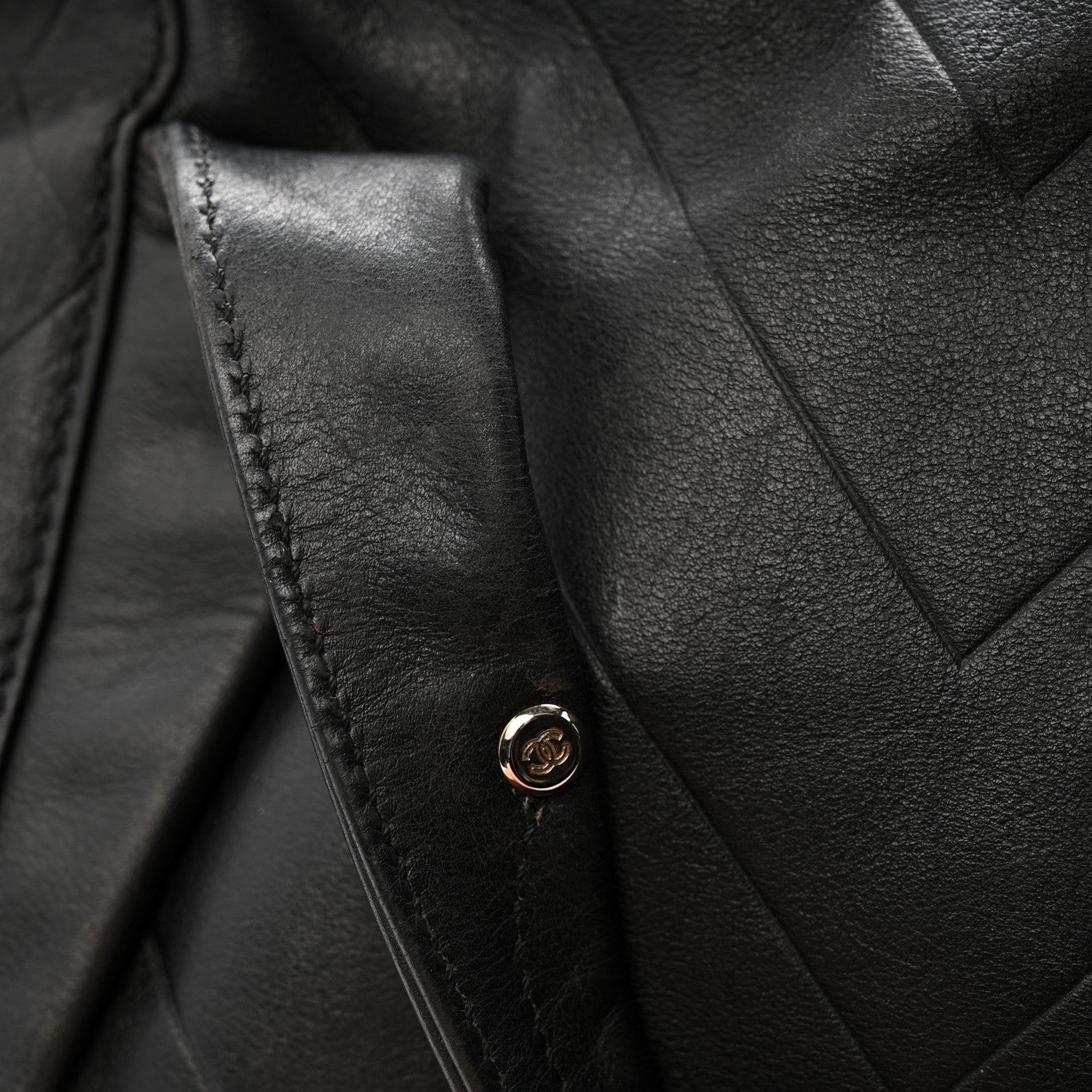 Chanel Calfskin CC Chevron All Day Long Boston Black 12 of 14