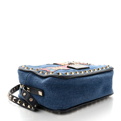 Valentino Garavani Denim Butterfly Embroidered Rockstud Camera Crossbody Bag Light Denim Multicolor 4 of 12