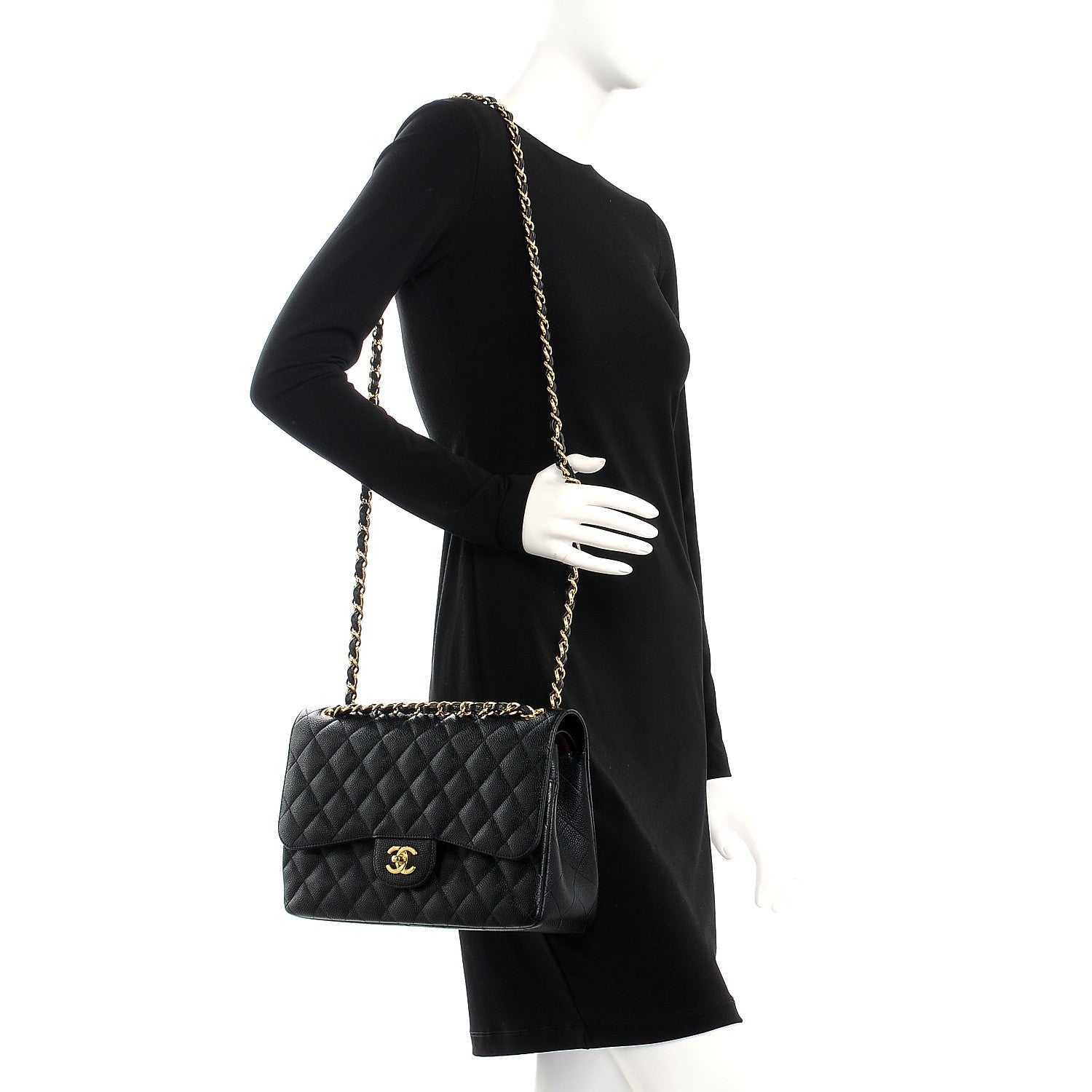 Chanel Caviar Quilted Jumbo Double Flap Black 2 of 9