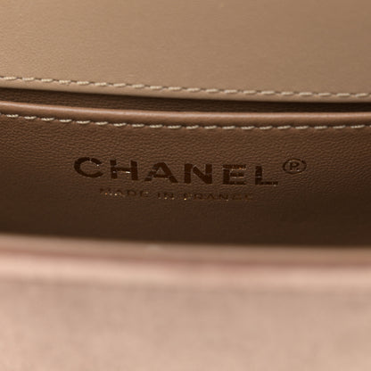 Chanel Velvet Quilted Small Boy Messenger Bag Beige 6 of 11