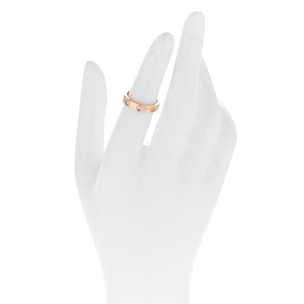 Cartier 18K Pink Gold 8 Diamond 4mm LOVE Wedding Band Ring 48 4.5 2 of 4