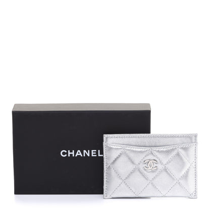 Chanel Metallic Lambskin Quilted Card Holder Silver 10 of 10