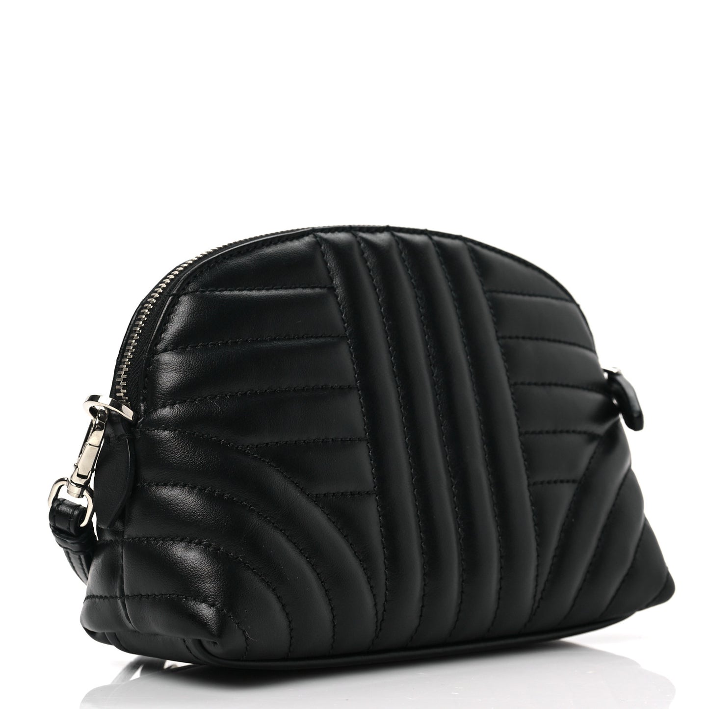 Soft Calfskin Diagramme Wristlet Pouch Bag Black