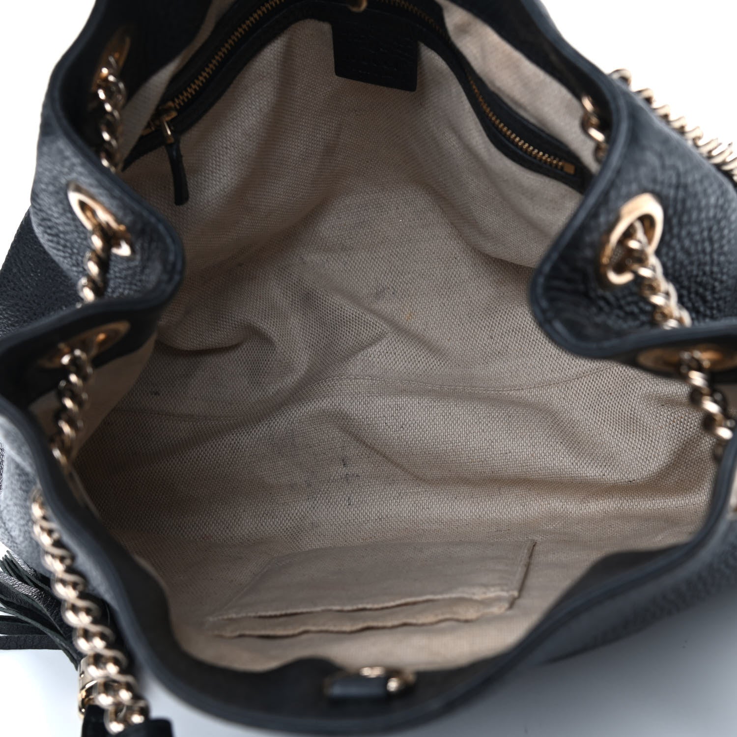 Gucci Pebbled Calfskin Medium Soho Chain Shoulder Bag Black 5 of 9