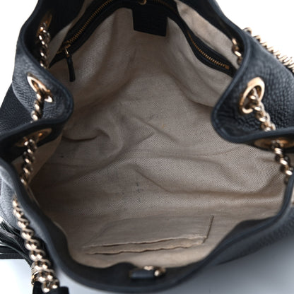 Gucci Pebbled Calfskin Medium Soho Chain Shoulder Bag Black 5 of 9