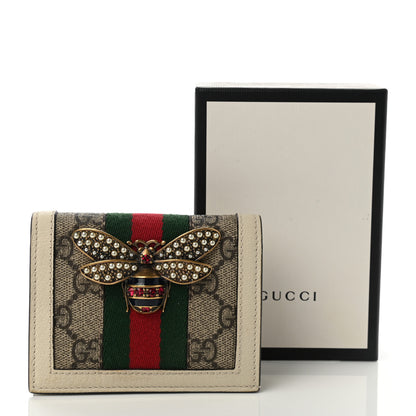 Gucci GG Supreme Monogram Web Queen Margaret Card Case Wallet Beige Mystic White 7 of 7