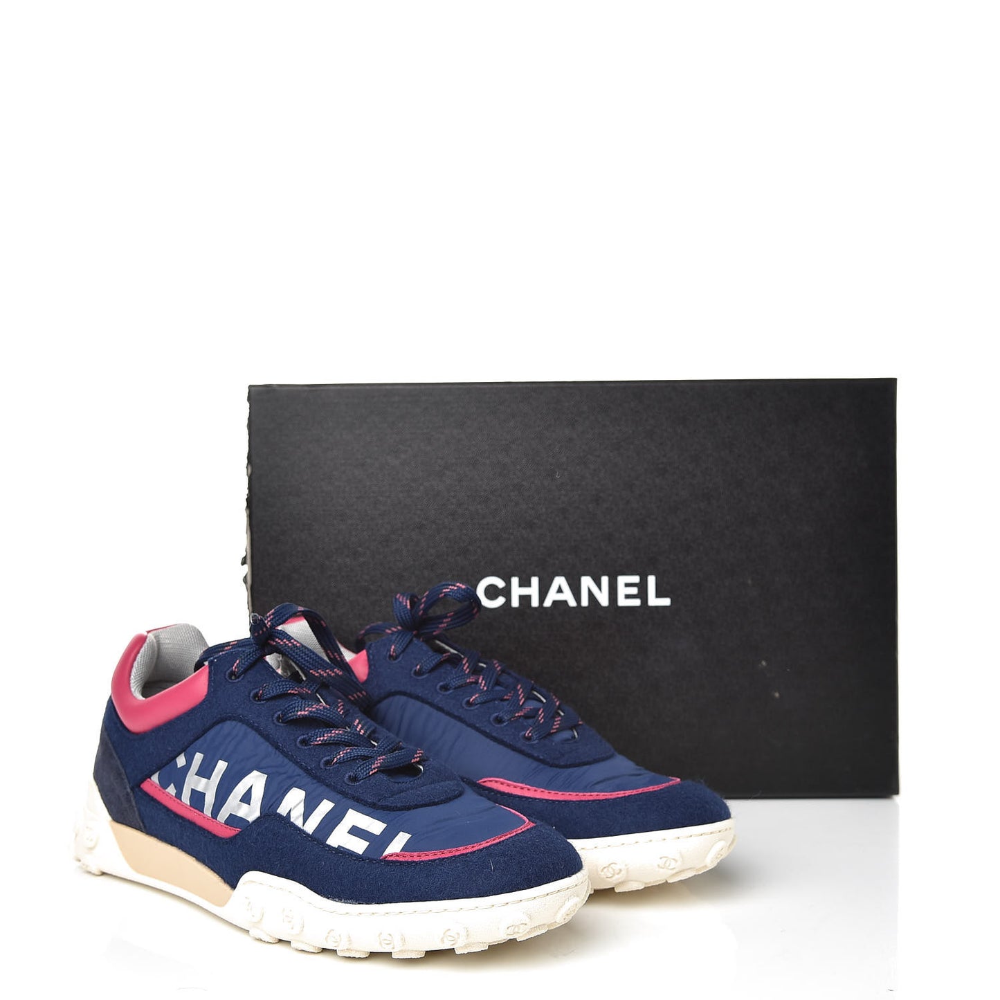 Wool Nylon Lambskin Suede Calfskin Womens Logo Sneakers 39 Navy Pink
