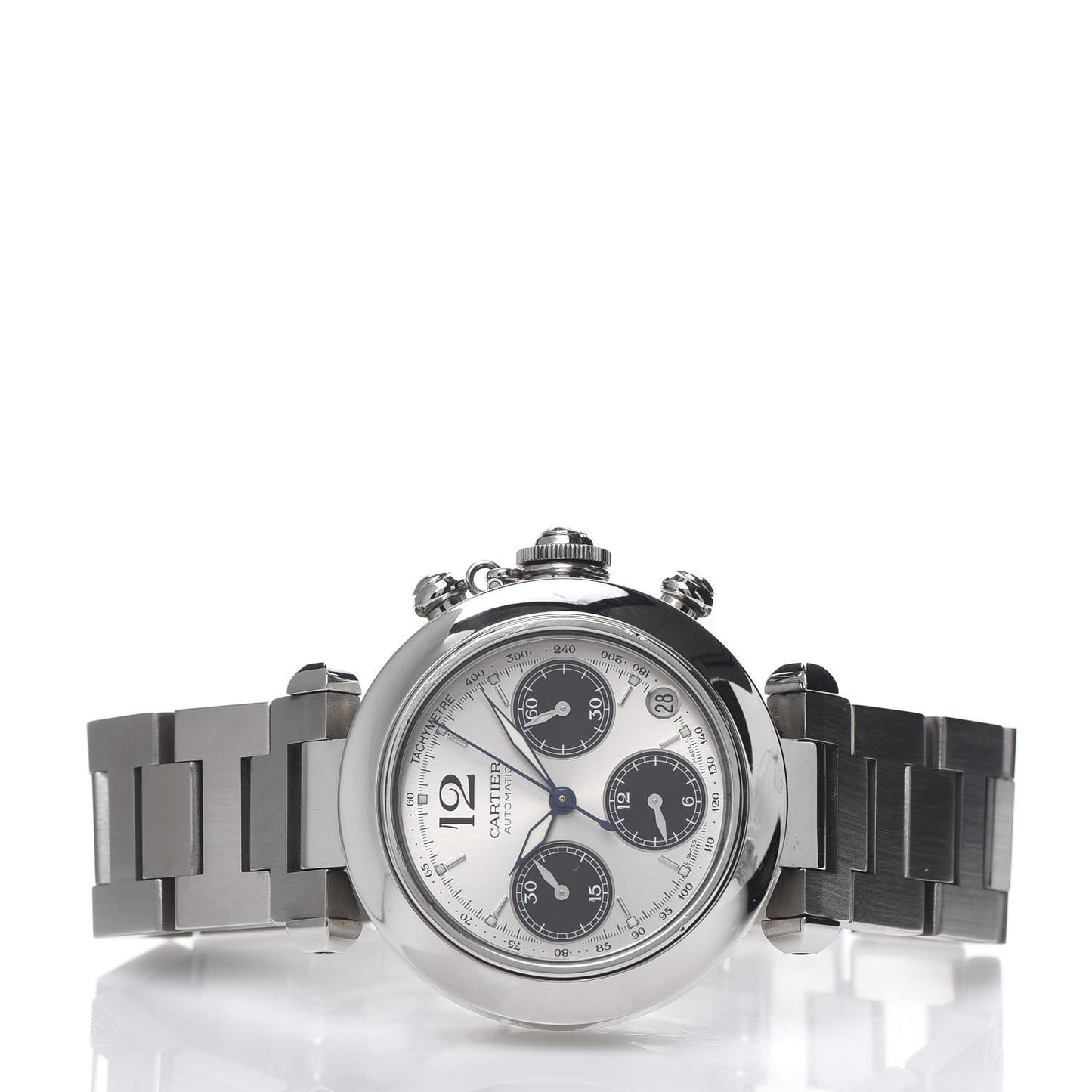 Stainless Steel 35mm Pasha C Chronograph Automatic Watch Black