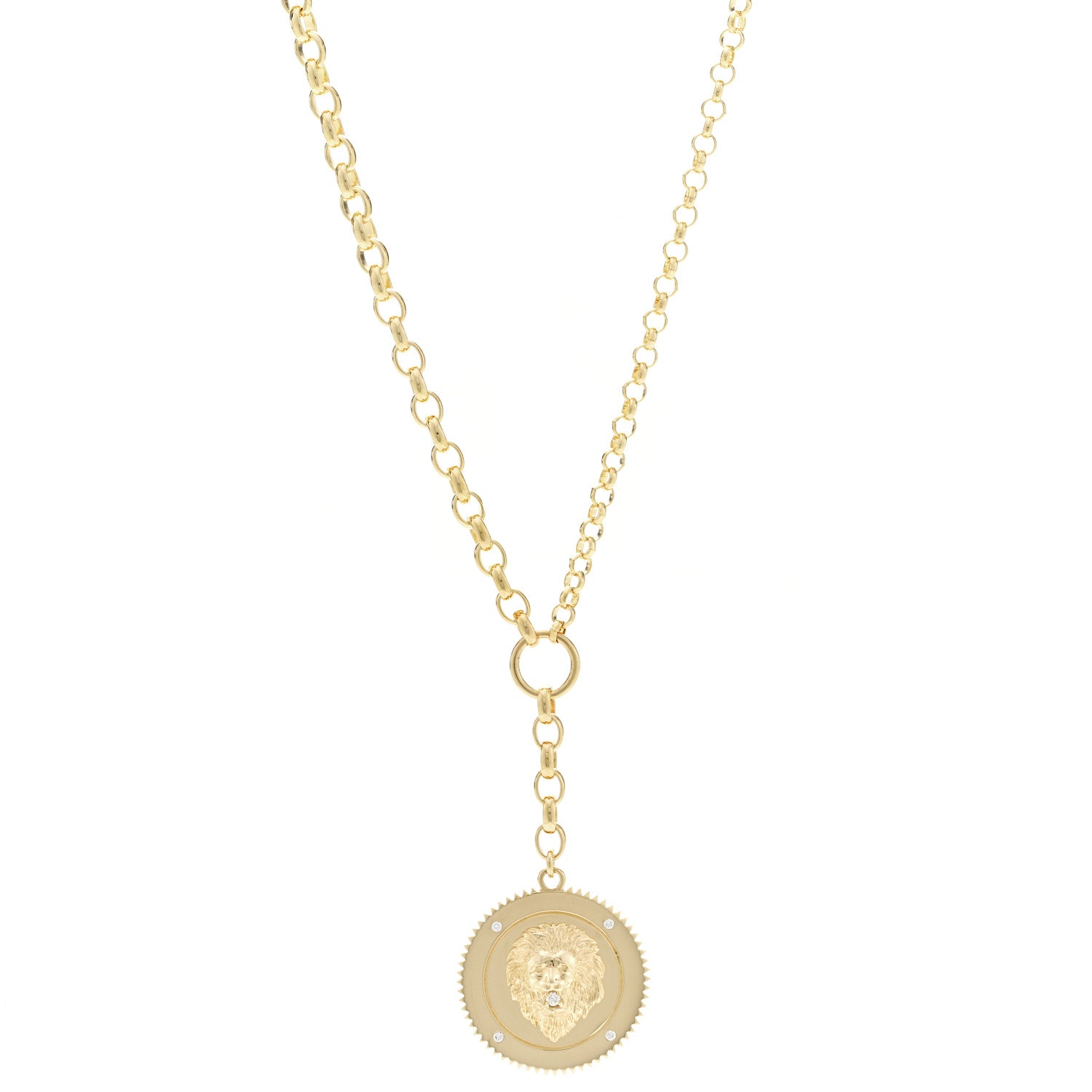 Foundrae 18K Yellow Gold Large Strength Medallion Heavy Mixed Belcher Extension Chain Necklace 1 of 6