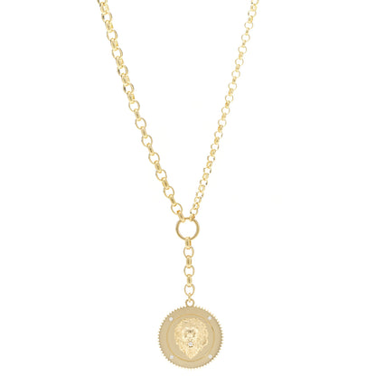 Foundrae 18K Yellow Gold Large Strength Medallion Heavy Mixed Belcher Extension Chain Necklace 1 of 6