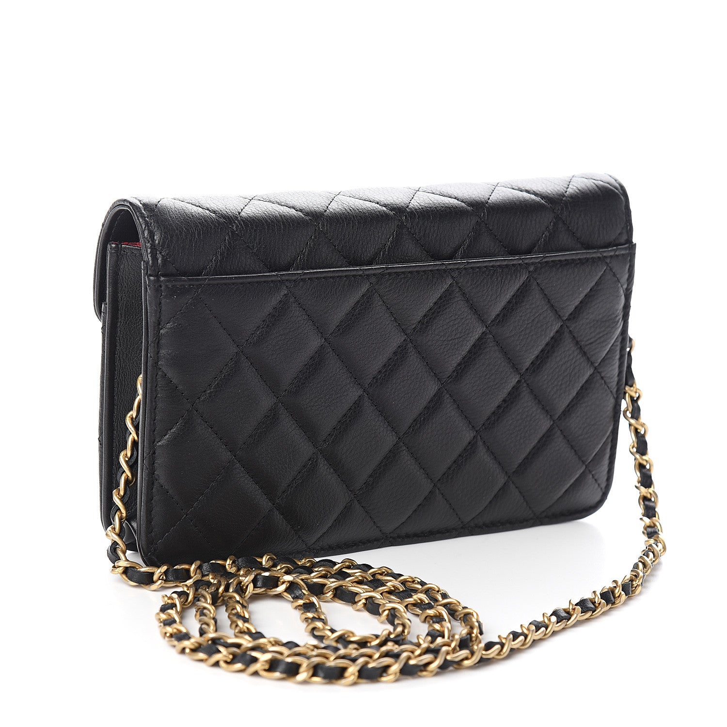 Chanel Calfskin Quilted Logo Wallet On Chain WOC Black 2 of 10