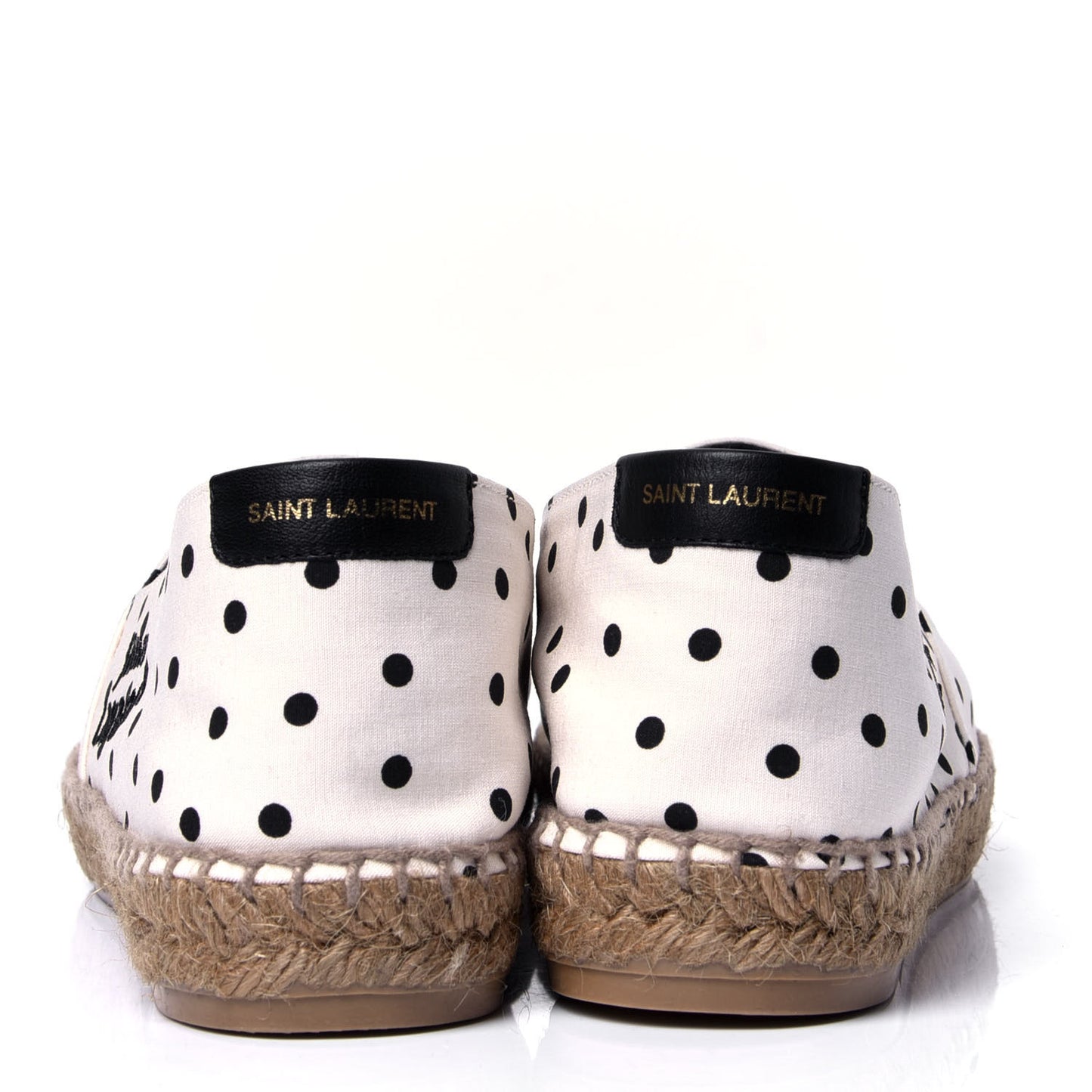 Canvas Nappa Polka Dot Elba Light Logo Embroidered Espadrilles 39 Cream Black