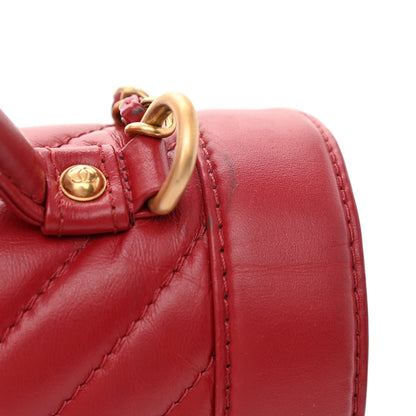 Chanel Calfskin Chevron Quilted Top Handle Flap Red 12 of 13