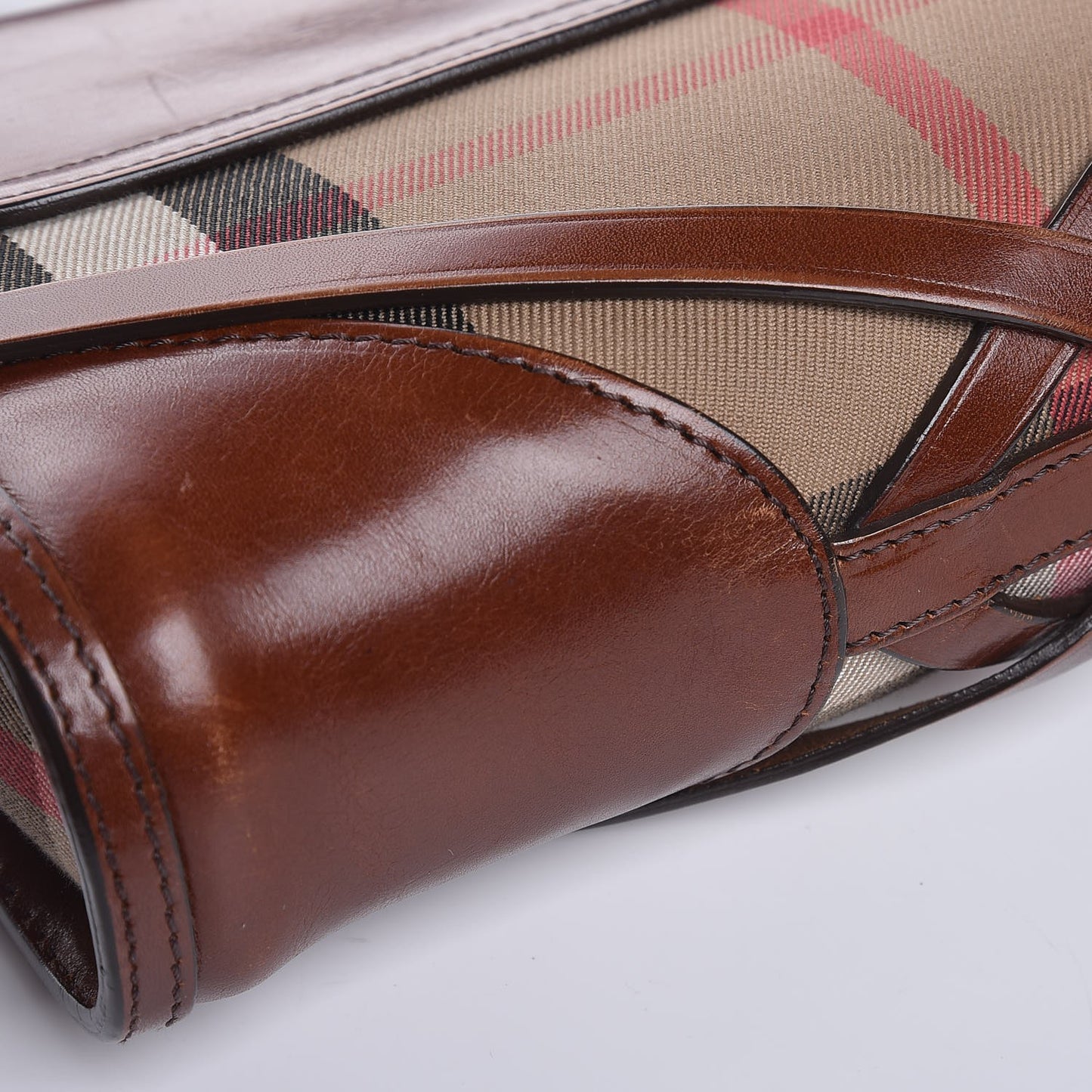 House Check Bridle Calfskin Small Abbott Crossbody Bag Tan