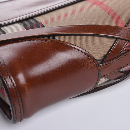 Burberry House Check Bridle Calfskin Small Abbott Crossbody Bag Tan 16 of 17