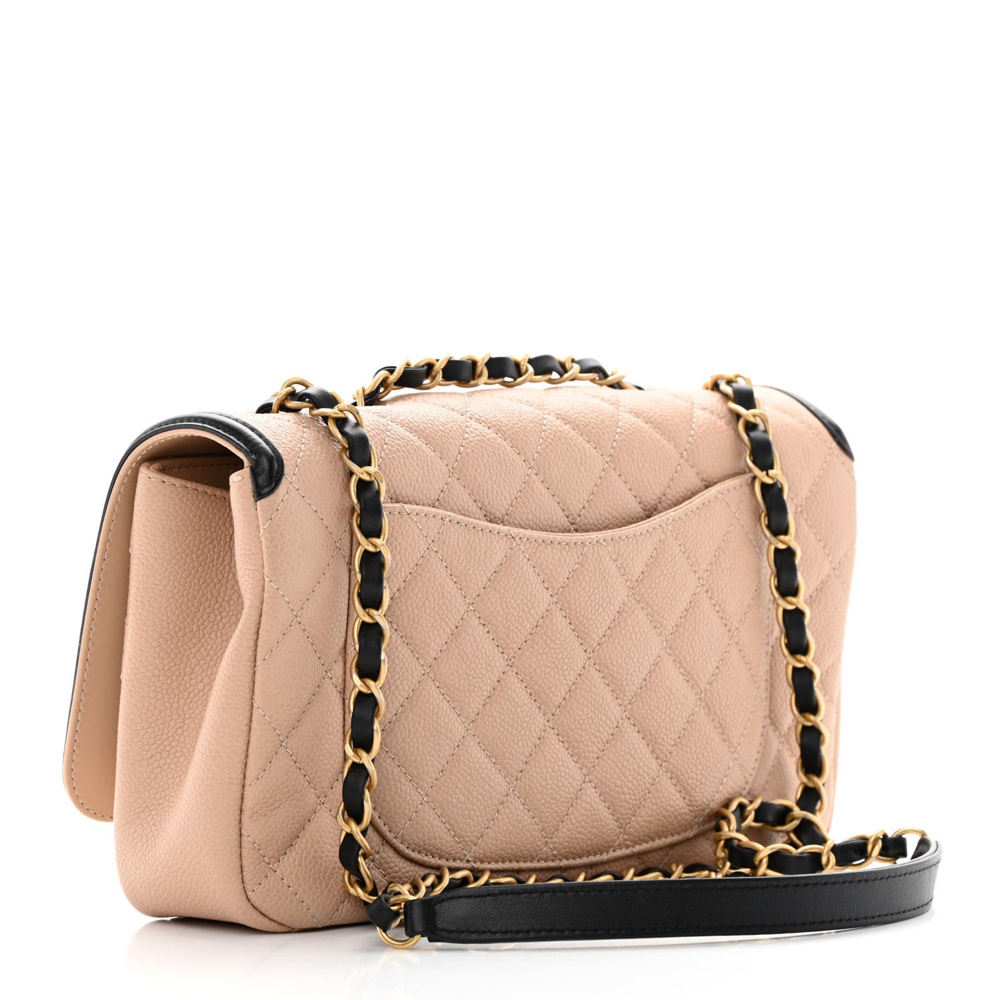 Caviar Quilted Medium CC Filigree Flap Beige Black