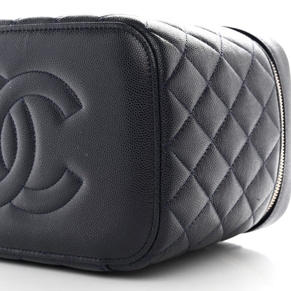 Chanel Caviar Quilted Large Vanity Pouch Navy 11 of 13