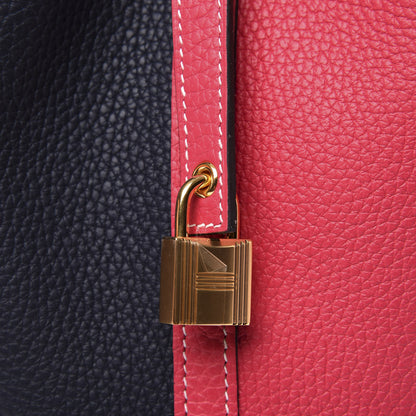 Hermes Taurillon Clemence Casaque Picotin Lock 18 PM Rose Extreme Bleu Nuit 9 of 10