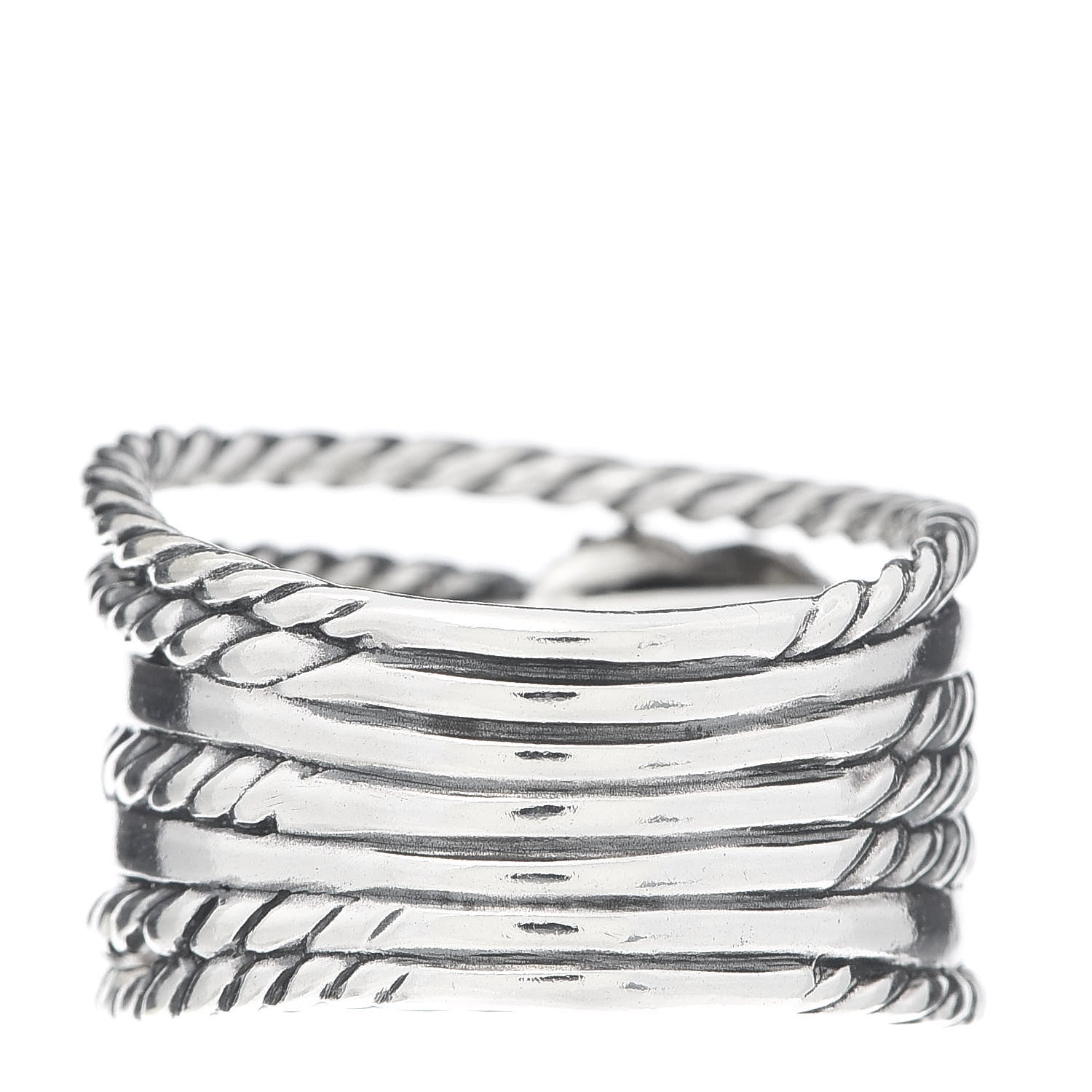 David Yurman Sterling Silver Diamond Double X Crossover Ring 54 7 3 of 5