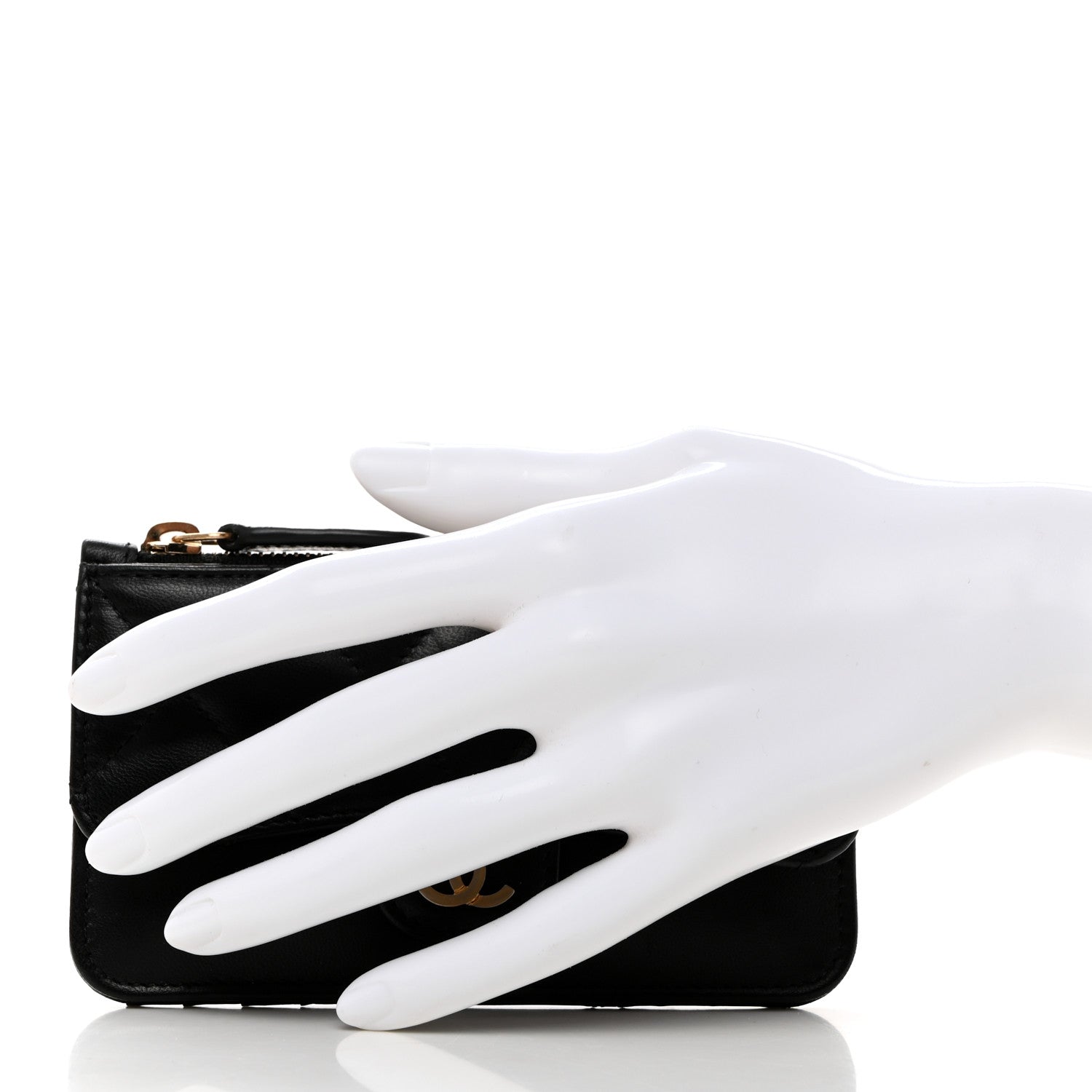 Chanel Lambskin Quilted Flap Zip Card Holder Black 2 of 7