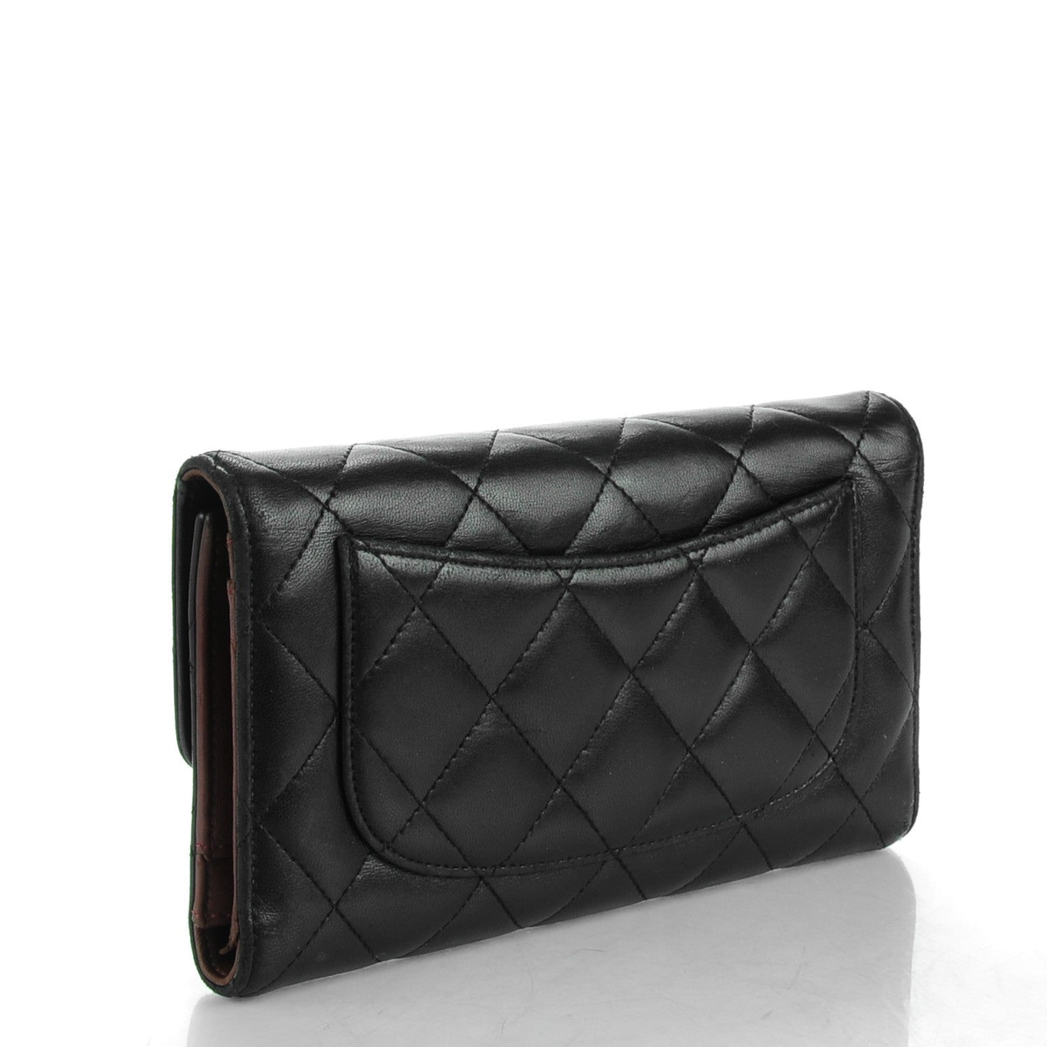 Chanel Lambskin Quilted Large Flap Wallet Black 3 of 9