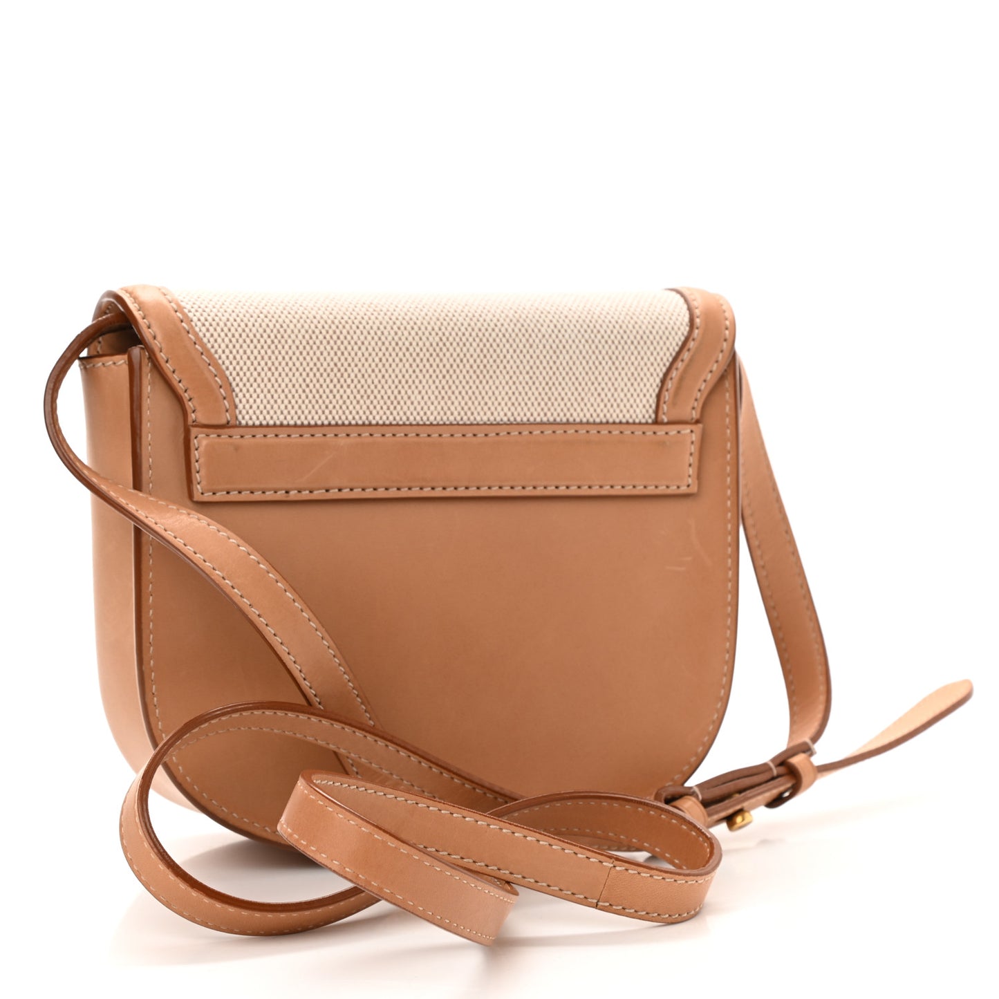 Smooth Calfskin Cotton Canvas Small Kaia Satchel Natural Beige