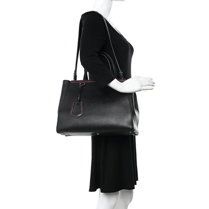 Fendi Vitello Elite Regular 2Jours Tote Black Vino 2 of 12