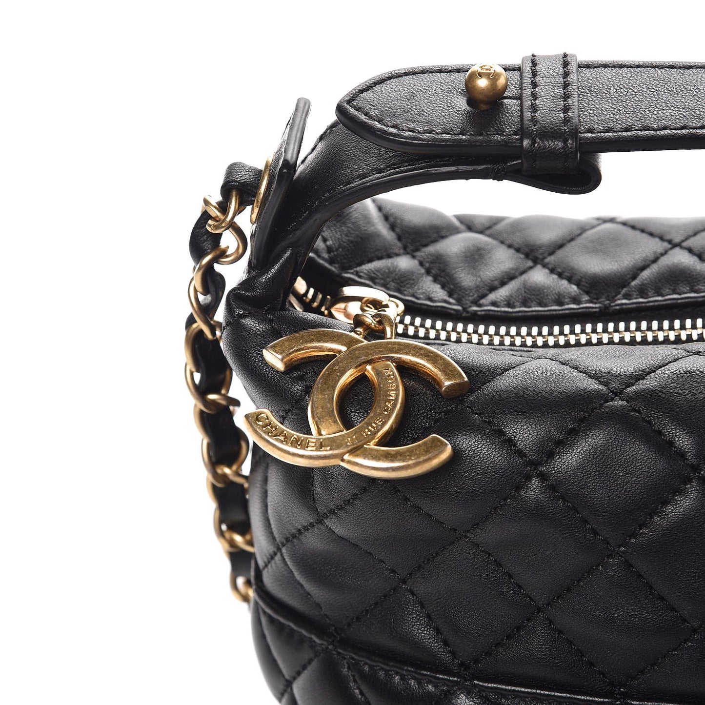 Lambskin Quilted Hobo Black