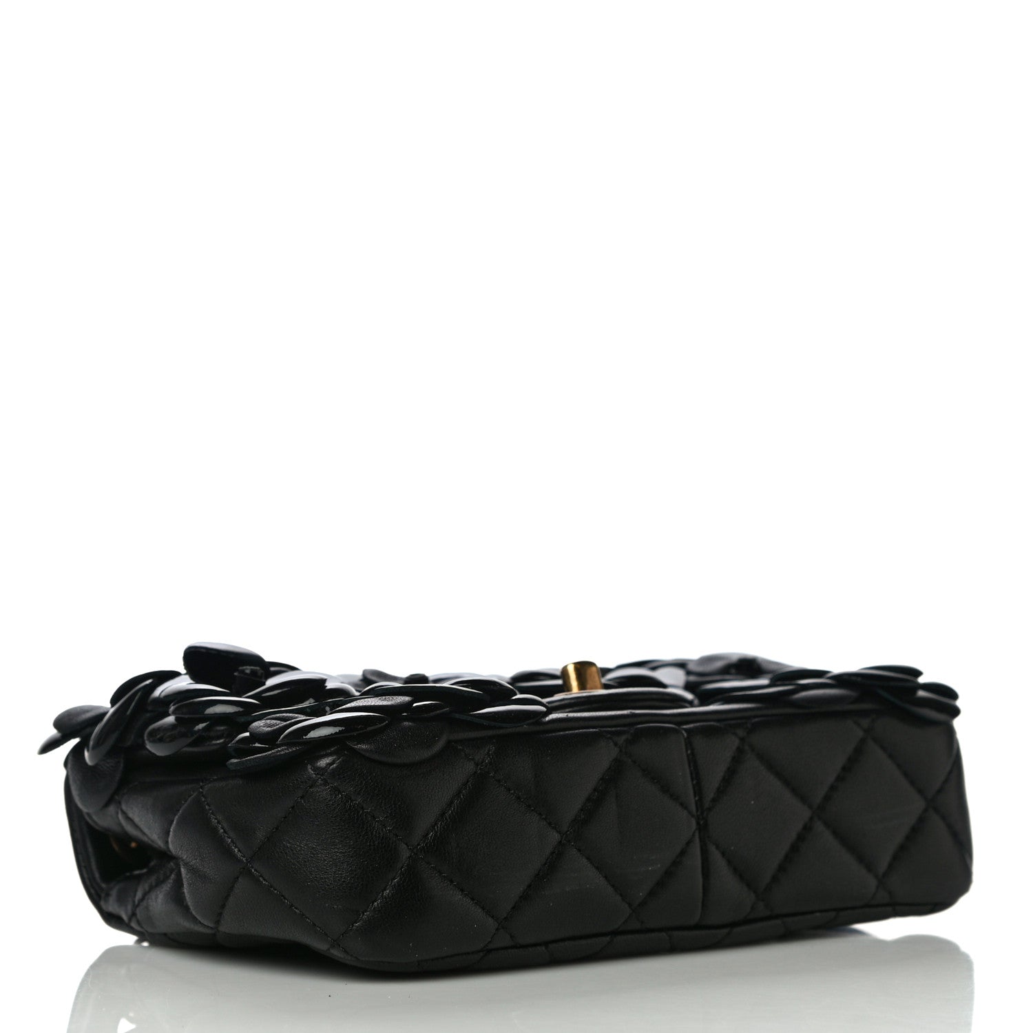 Chanel Lambskin Patent Mini Camellia Flap Black 3 of 9