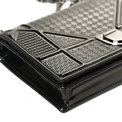 Christian Dior Metallic Patent Micro-Cannage Diorama Wallet on Chain Pouch Onyx Black 11 of 13