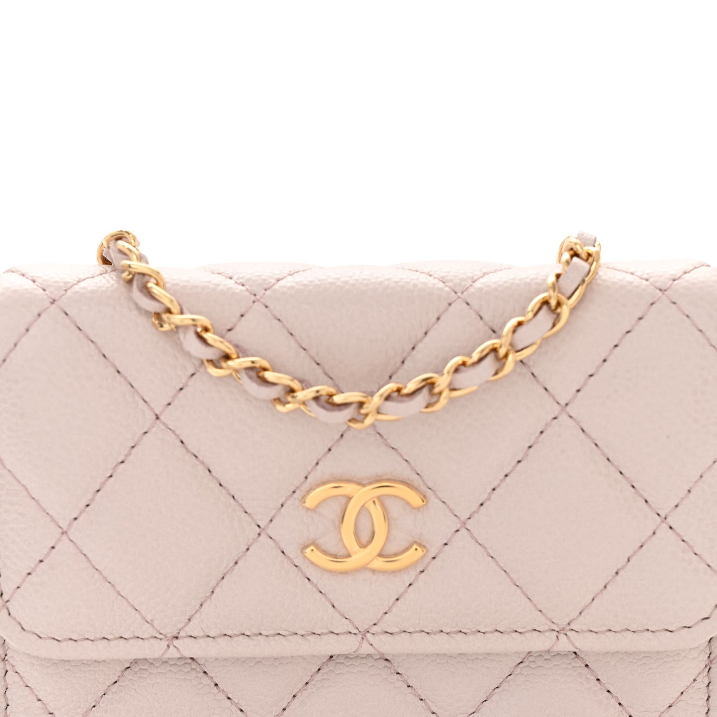 Caviar Quilted Miss Coco Clutch With Chain Light Purple