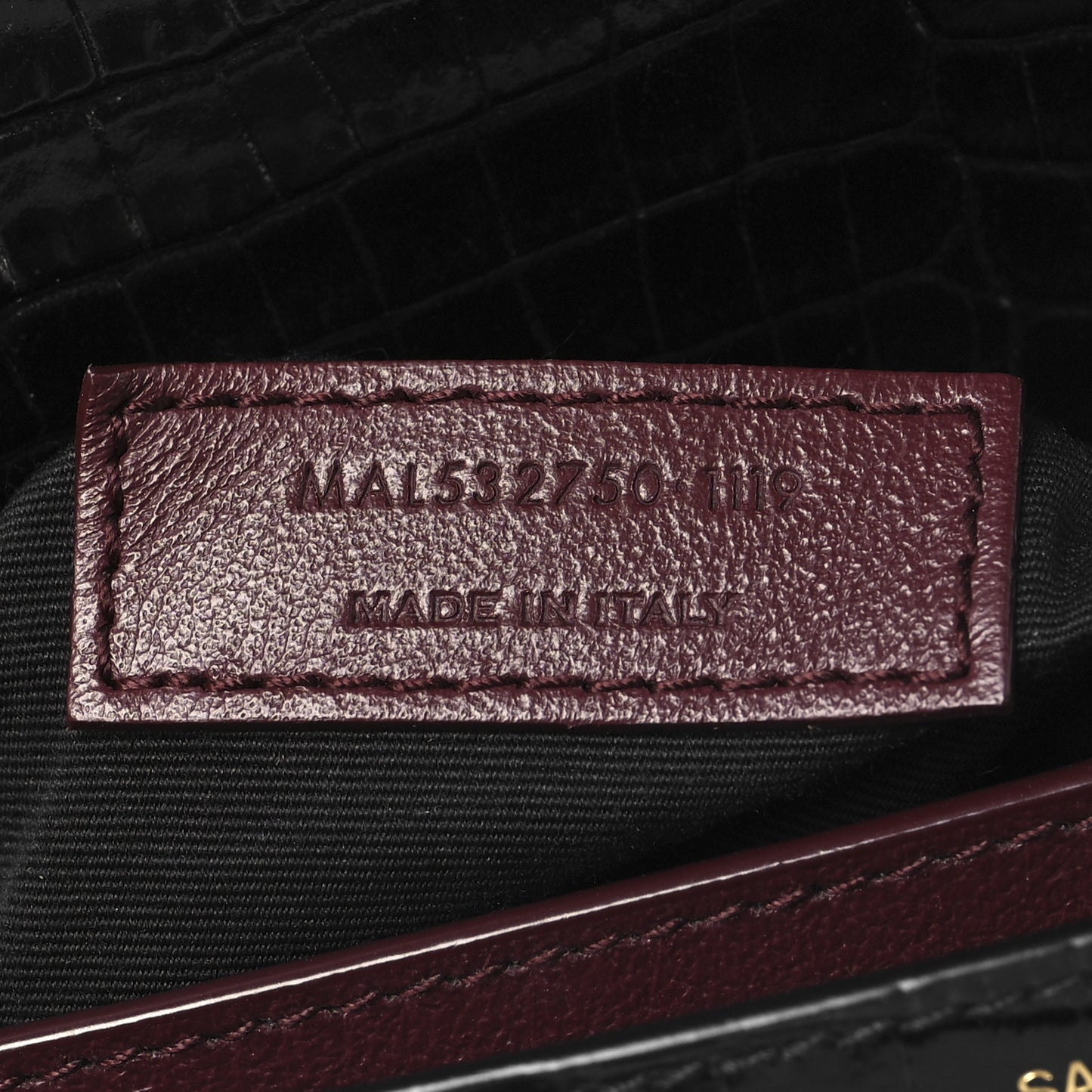 Calfskin Crocodile Embossed Monogram Cassandra Clasp Bag Black Rouge Legion