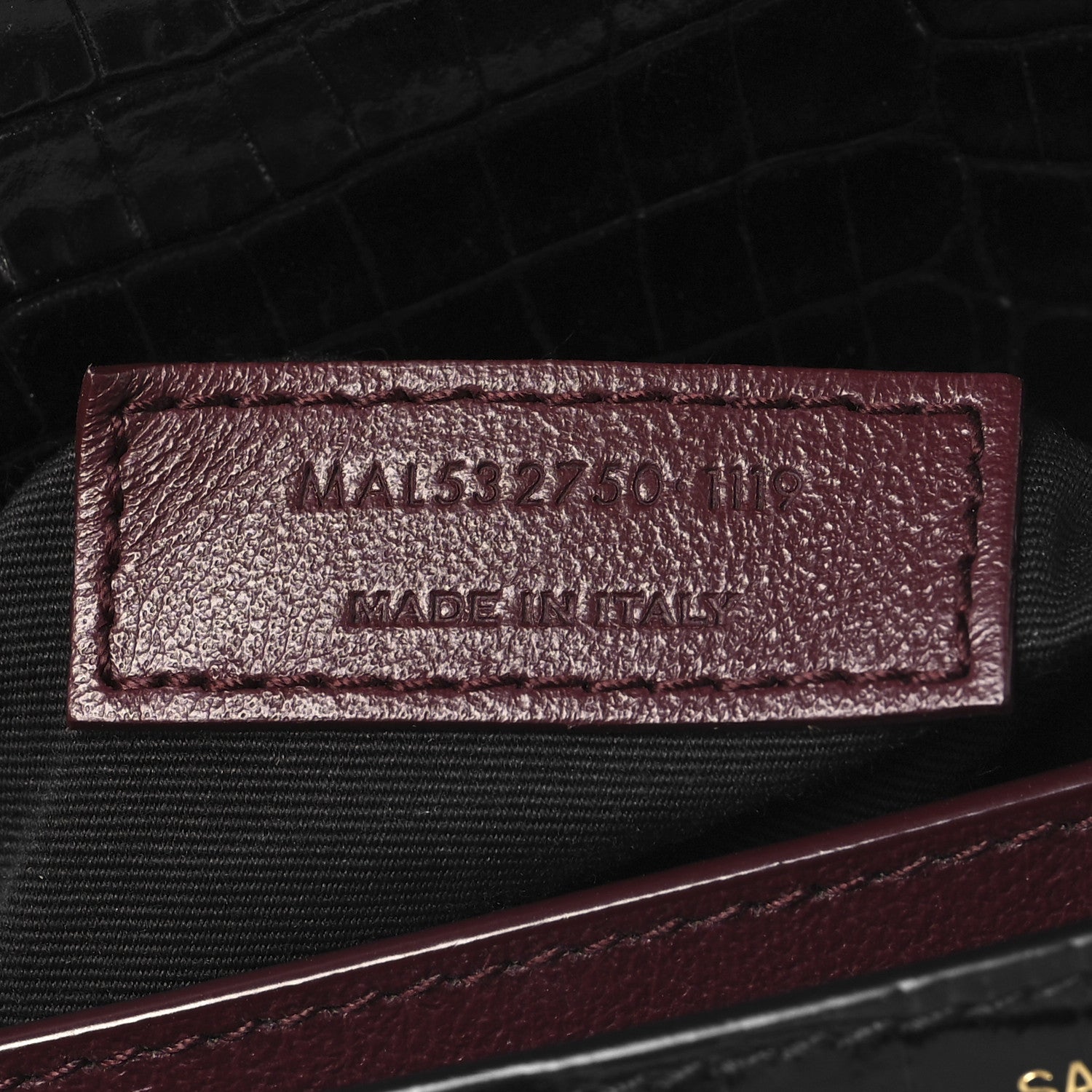 Saint Laurent Calfskin Crocodile Embossed Monogram Cassandra Clasp Bag Black Rouge Legion 7 of 10