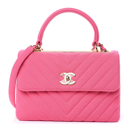 Chanel Jersey Chevron Quilted Small Trendy CC Dual Handle Flap Bag Pink 1 of 10