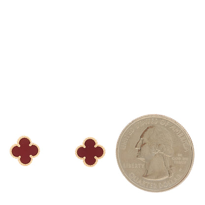 Van Cleef & Arpels 18K Rose Gold Carnelian Sweet Alhambra Earrings 2 of 5