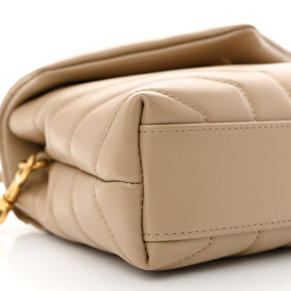 Saint Laurent Calfskin Y Quilted Monogram Toy Loulou Crossbody Bag Dark Beige 9 of 11
