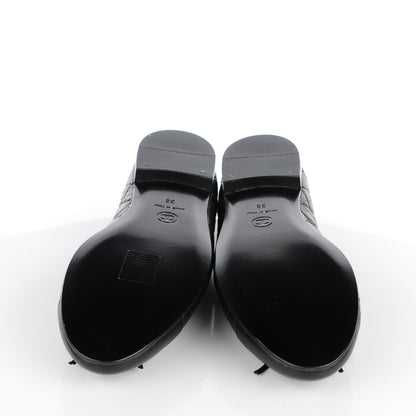 Chanel Aged Calfskin Quilted CC Cap Toe Ballerina Flats 38 Black 5 of 8