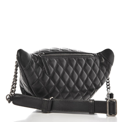 Chanel Lambskin Quilted Banane Waist Bag Fanny Pack Black 3 of 7