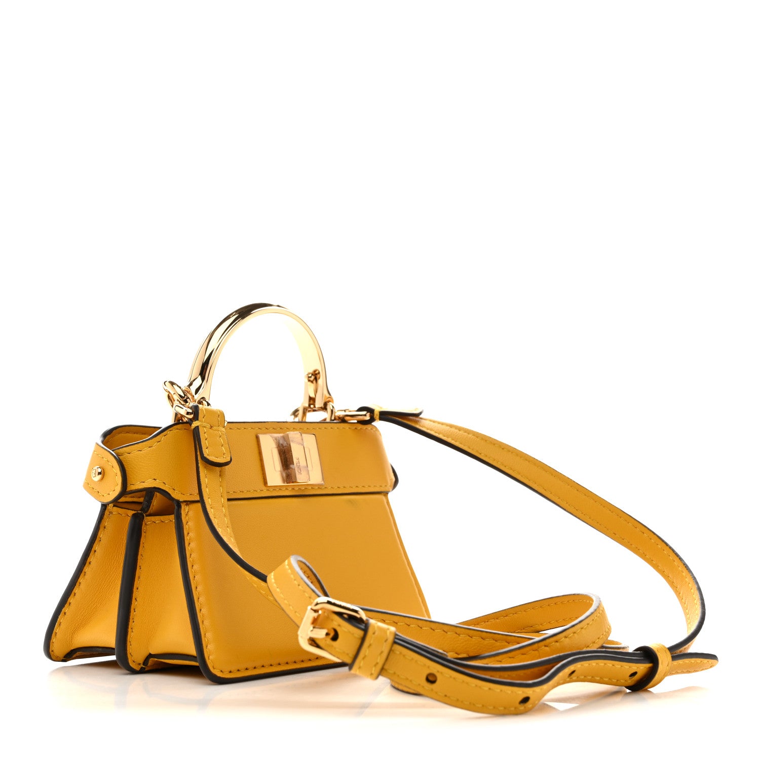 Fendi Shiny Nappa Nano Peekaboo Maxi Handle Satchel Mimosa 3 of 12