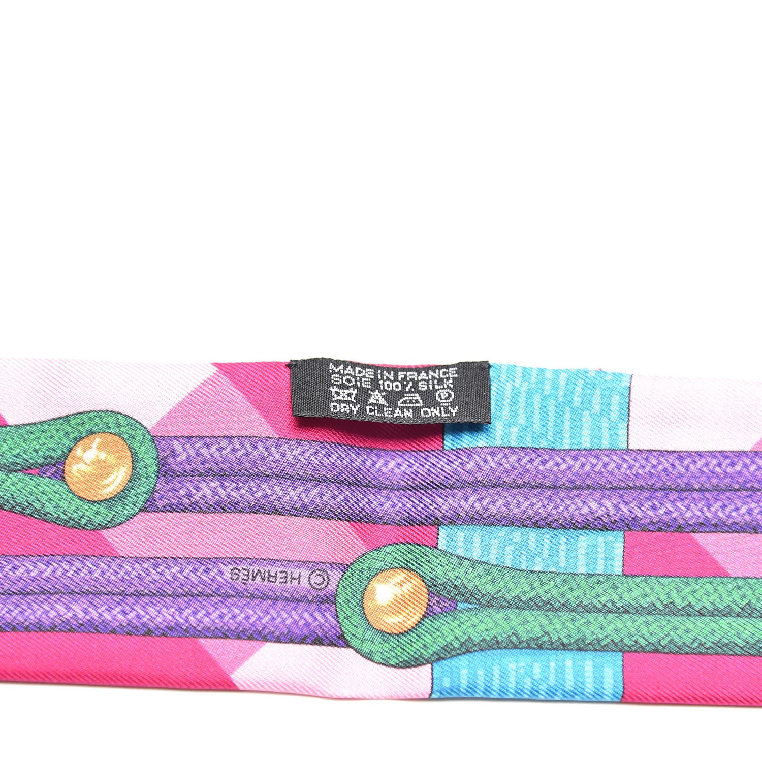 Hermes Silk Brandebourgs Twilly Fuchsia Turquoise Emeraude 3 of 4
