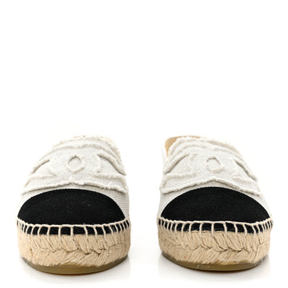 Chanel Linen CC Espadrilles 35 White Black 2 of 9