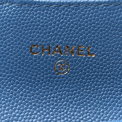 Chanel Caviar Quilted Flap Card Holder Wallet Blue 6 of 9
