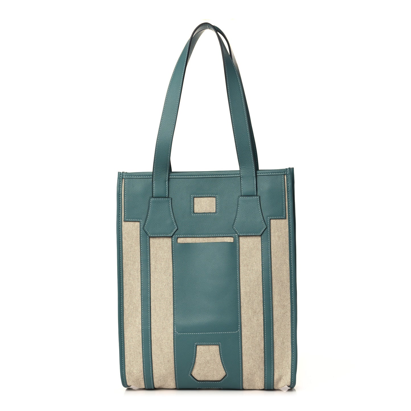 Canvas Calfskin Petit H Bell Tote Bag Bleu Violet Vert